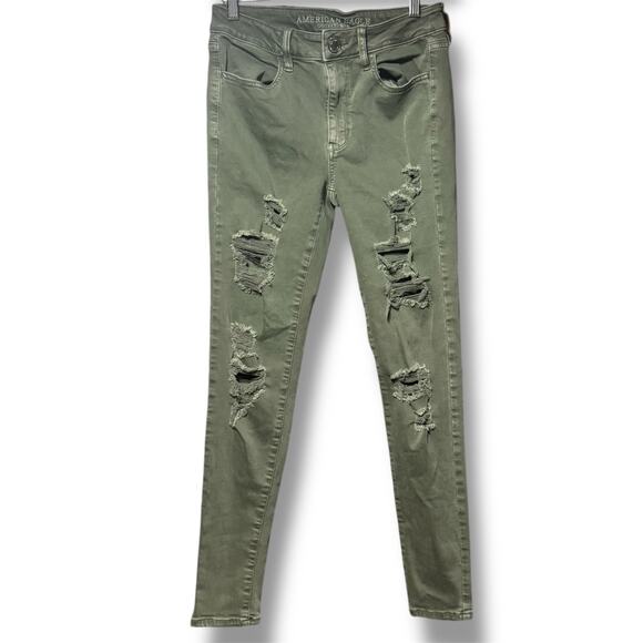 American Eagle Outfitters Green Super Stretch Hi-Rise Jegging Size:6Reg {184} - Picture 1 of 8
